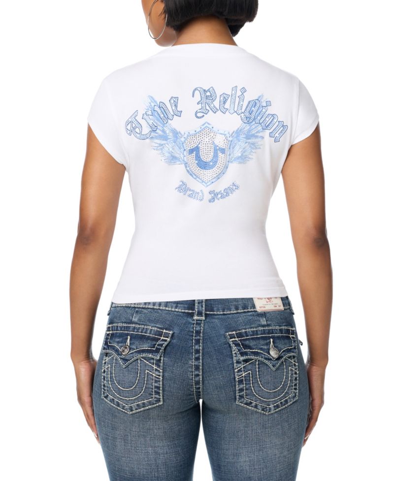 Women's Crystal Wing Graphic Embellished T-Shirt