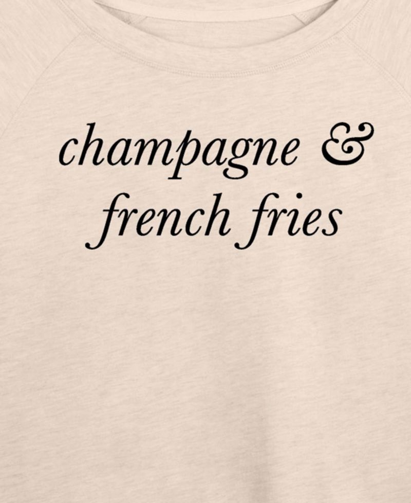 Plus Size Instant Message Champagne and French Fries French Terry Long-Sleeve T-Shirt