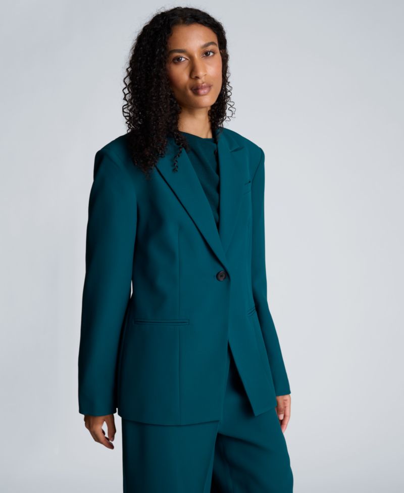 Women's Slim-Sleeve Zippers One-Button Blazer