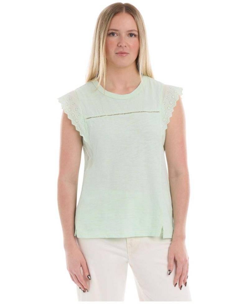 Women's Eyelet Cap Sleeve Tee