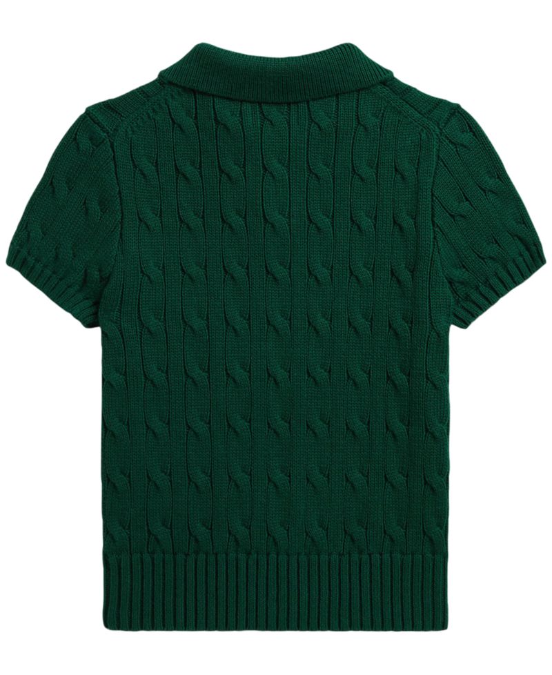 Boys' 2-7 Cable-Knit Cotton Polo Sweater
