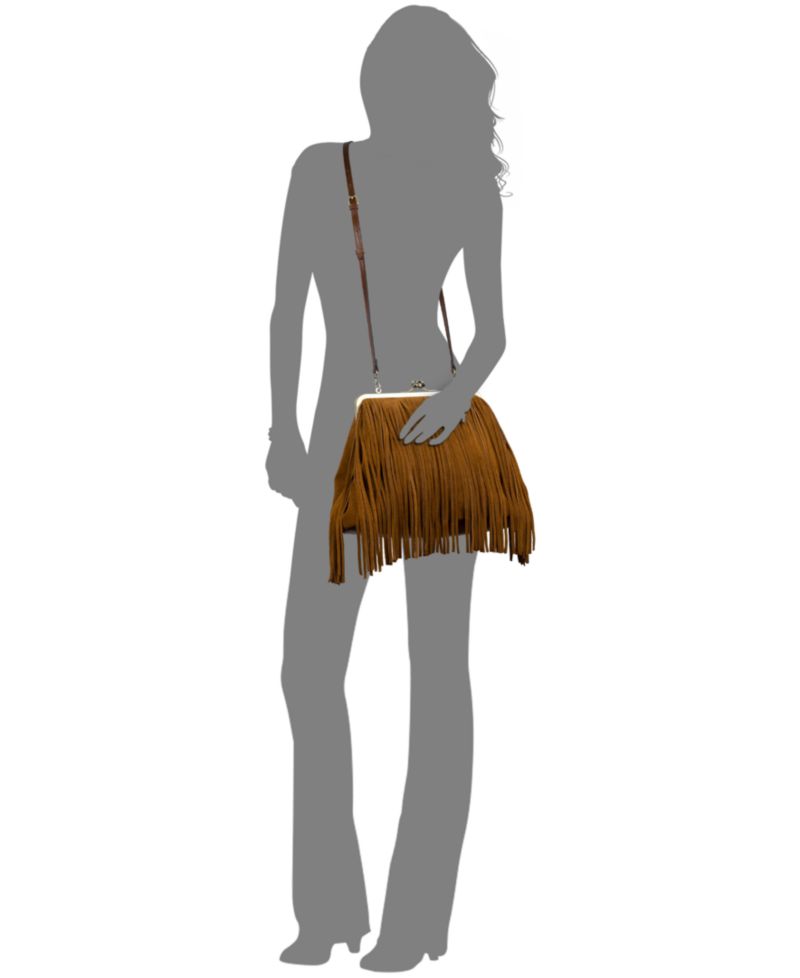 Vivienne Medium Suede Fringe Kiss-Lock Frame Handbag