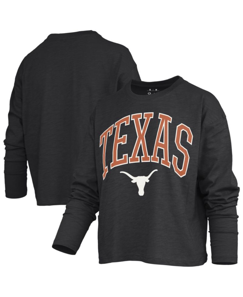 Women's Texas Longhorns Motley Boxy Waist-Length Burnout Long-Sleeve T-Shirt