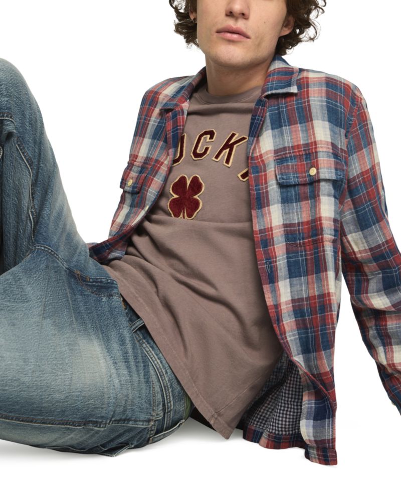 Men's Plaid Double Gauze Flannel Shirt