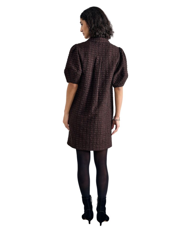Women's Yasmine Textured Puff-Sleeve Mini Shirt Dress