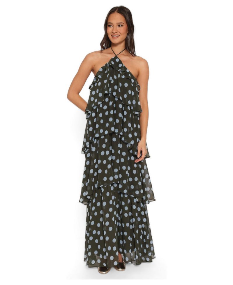 Women's Chasity Halter Tiered-Ruffle Maxi Dress