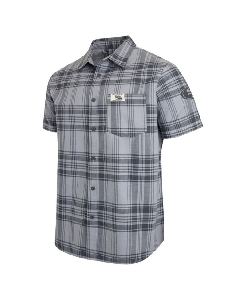 Men's Gray San Francisco 49ers Woven Short Sleeve Button-Up Shirt