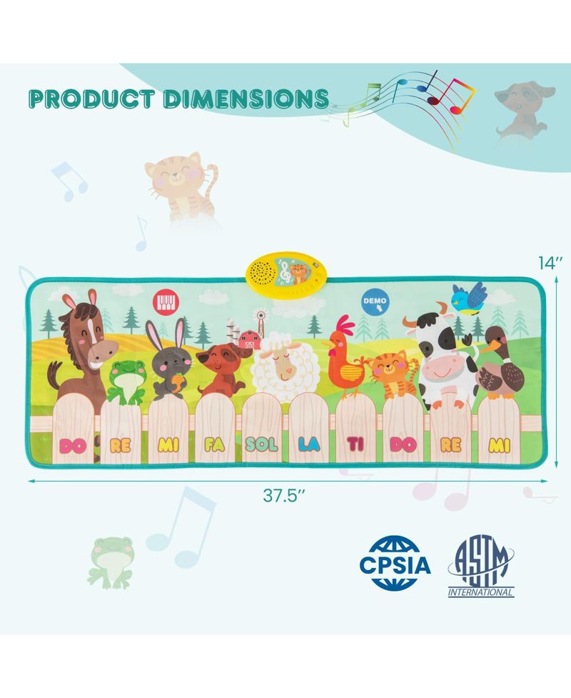 Kids Animal Farm Piano Foldable Playmat