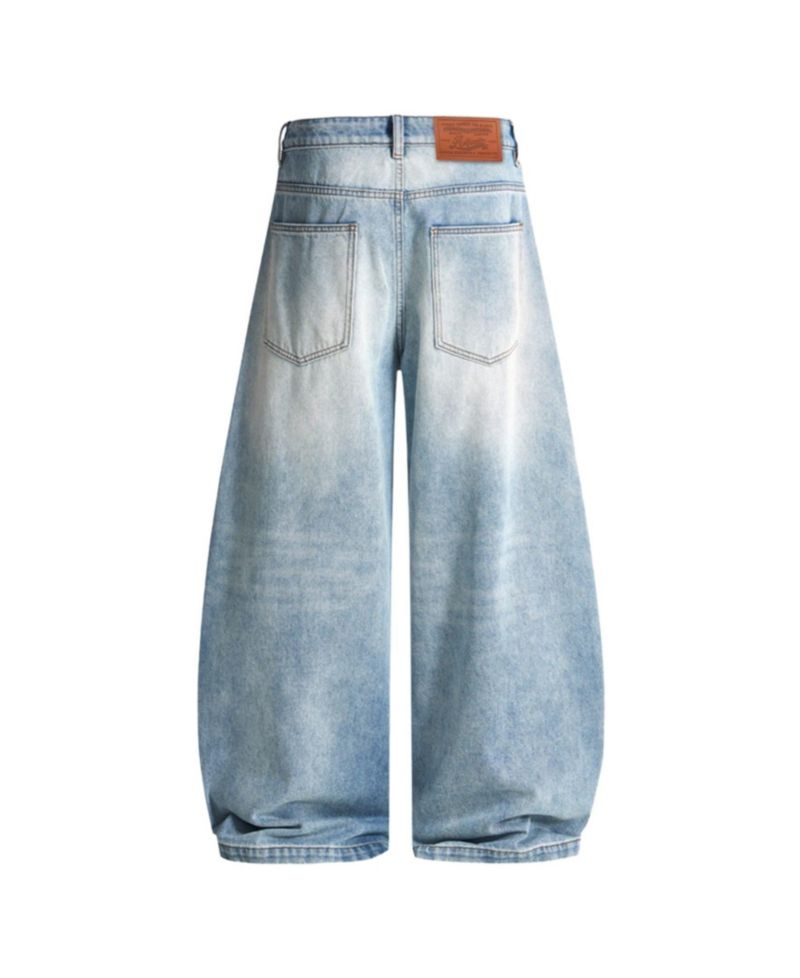 Men's Seam Panel Baggy Barrel Jeans