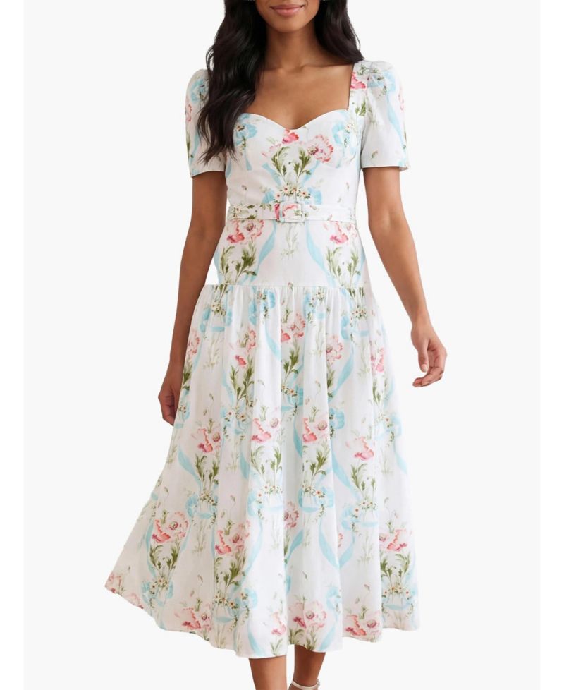 Women's Floral Sweetheart Fit & Flare Dress