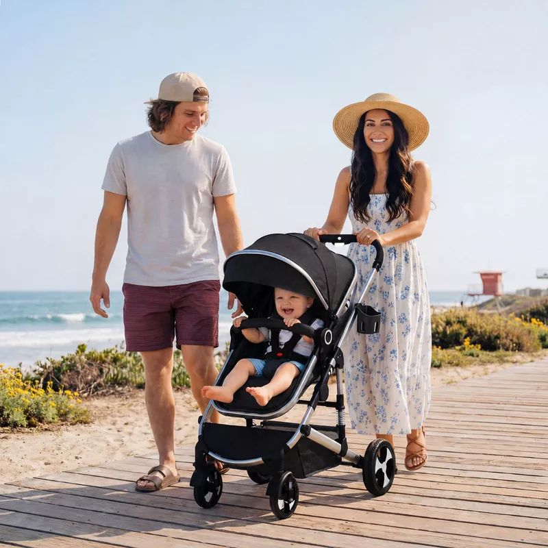 Cozi 2 Convertible Baby Stroller, Folding High Landscape Design with Adjustable Canopy and Diaper Bag