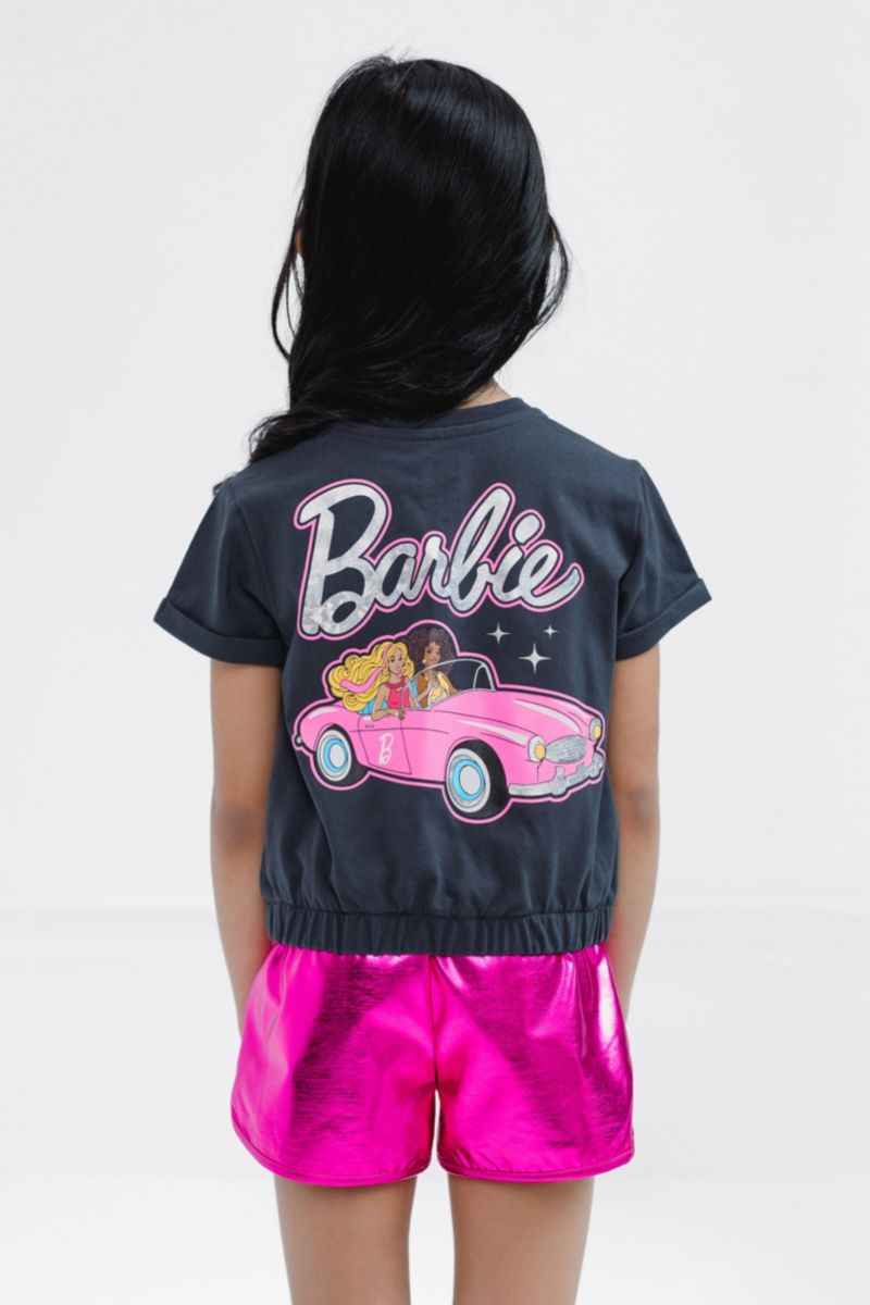Girls T-Shirt and Crop Top Shorts Outfit Set