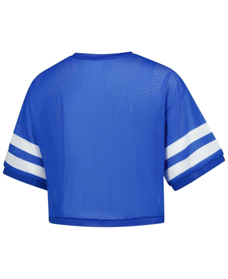 Women's Royal Kentucky Wildcats V-Neck Mesh Cropped T-Shirt