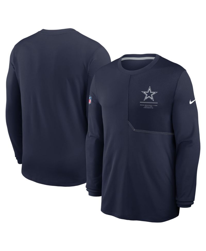 Men's Navy Dallas Cowboys Sideline Coaches UV Dri-FIT Long Sleeve T-Shirt