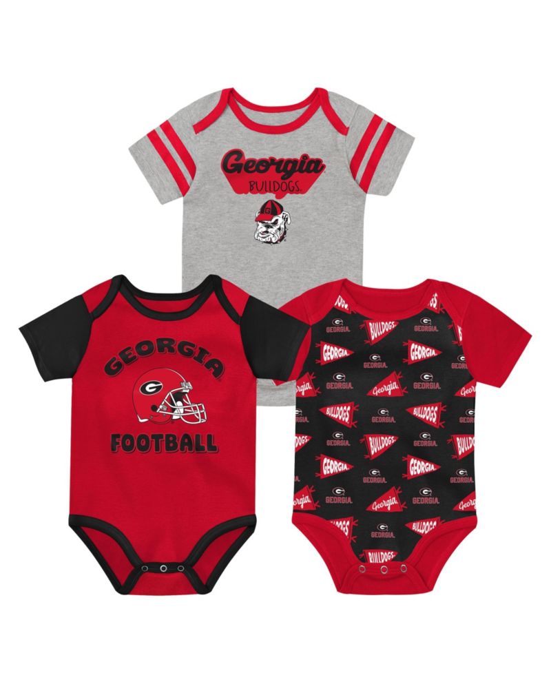 Baby Boys and Girls Red Georgia Bulldogs Star Player Three-Piece Bodysuit Set