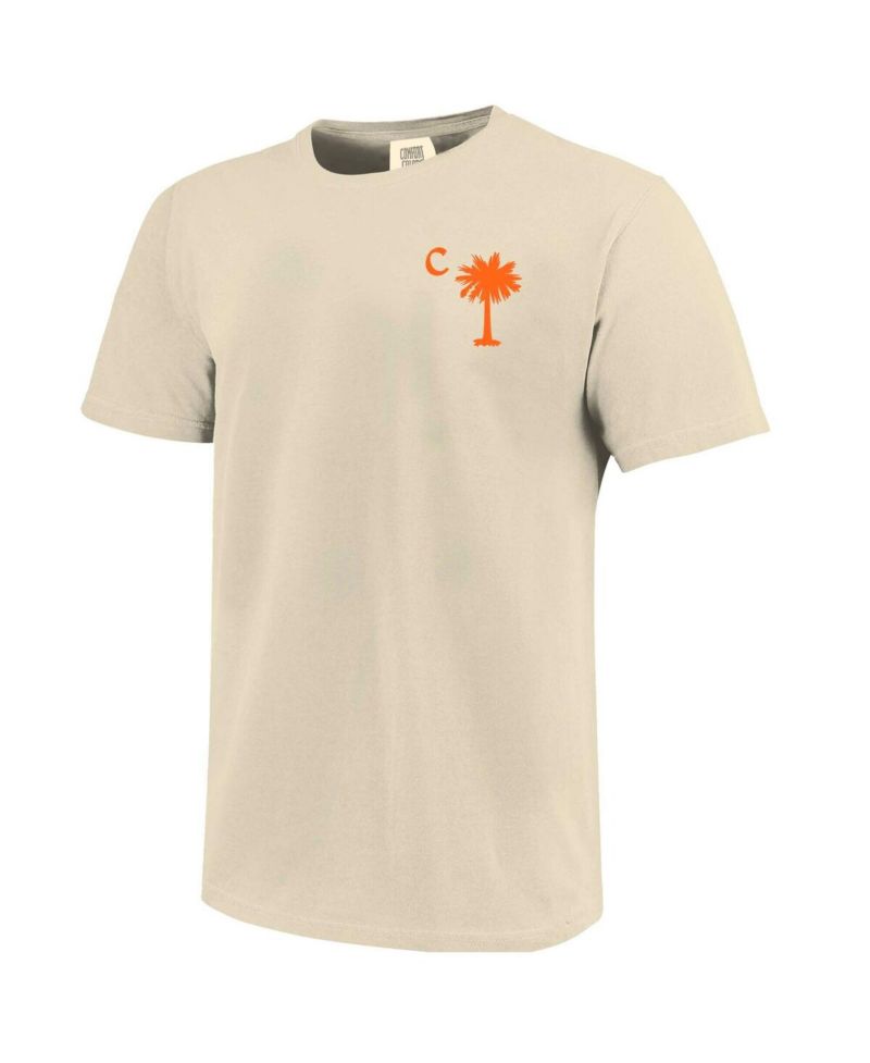 Men's Cream Clemson Tigers Palmetto C Baseball T-Shirt