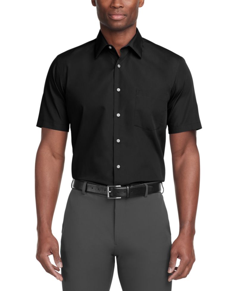 Men's Regular Fit Poplin Short Sleeve Dress Shirt