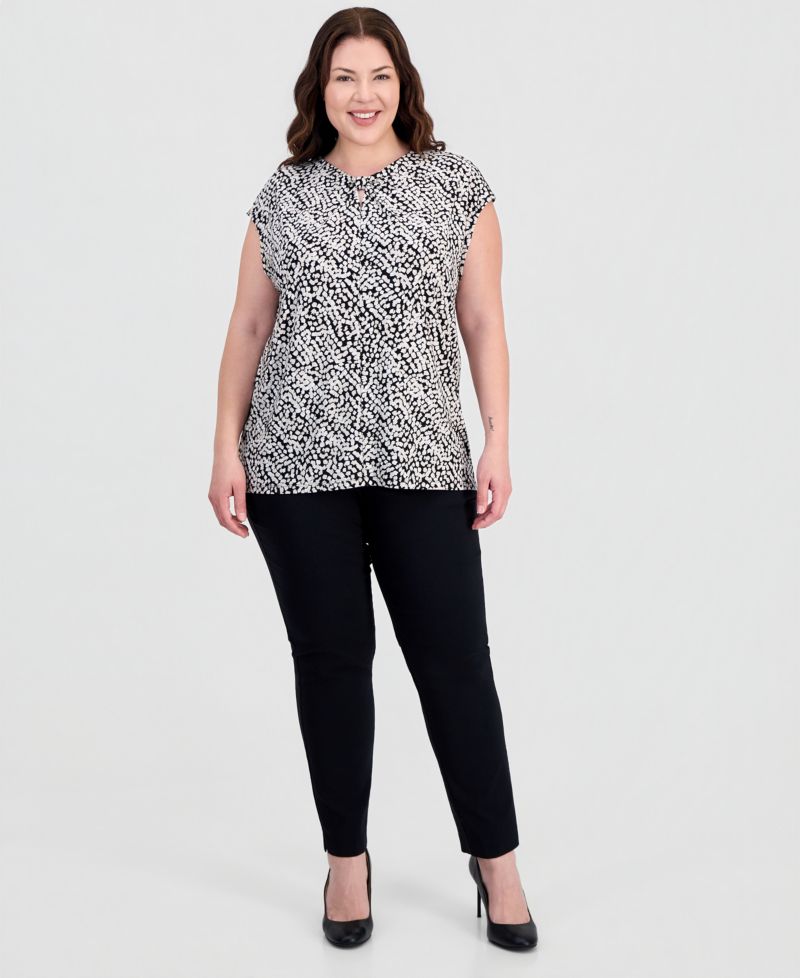 Plus Size Knot-Neck Extended-Shoulder Top