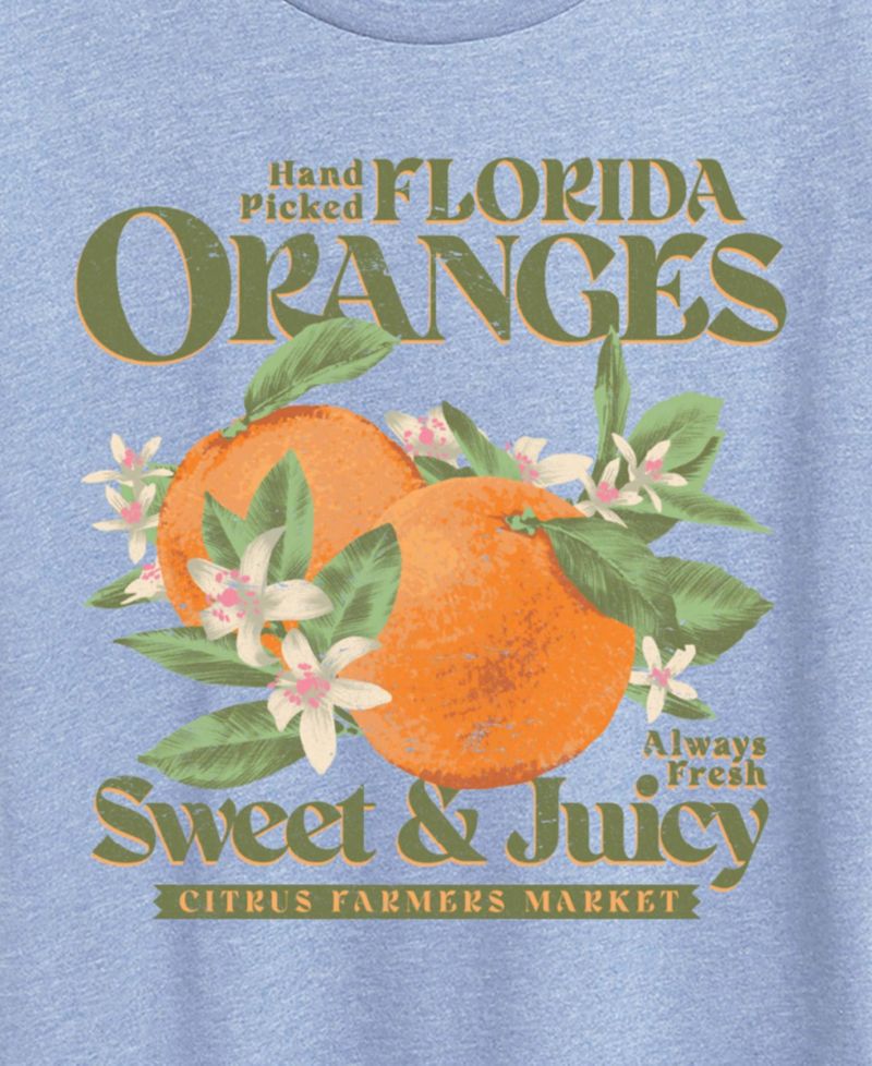 Plus Size Florida Oranges Graphic Crewneck Cotton-Blend T-Shirt