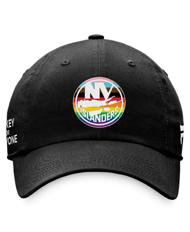 Men's Black New York Islanders Team Logo Pride Adjustable Hat