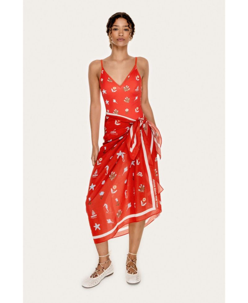 Women's Beach Sarong Wrap - Red Tides