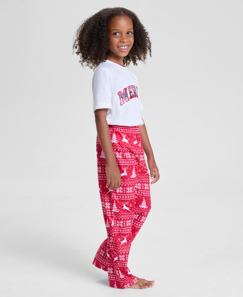 Kids 2T-16 Deer Fair Isle Fleece Pajama Pants