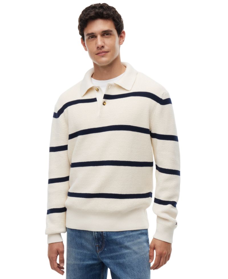 Men's Waffle Structure Rugby Sweater
