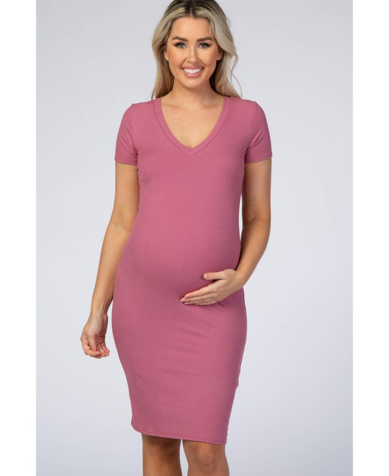 Women's Mauve Ribbed Dress