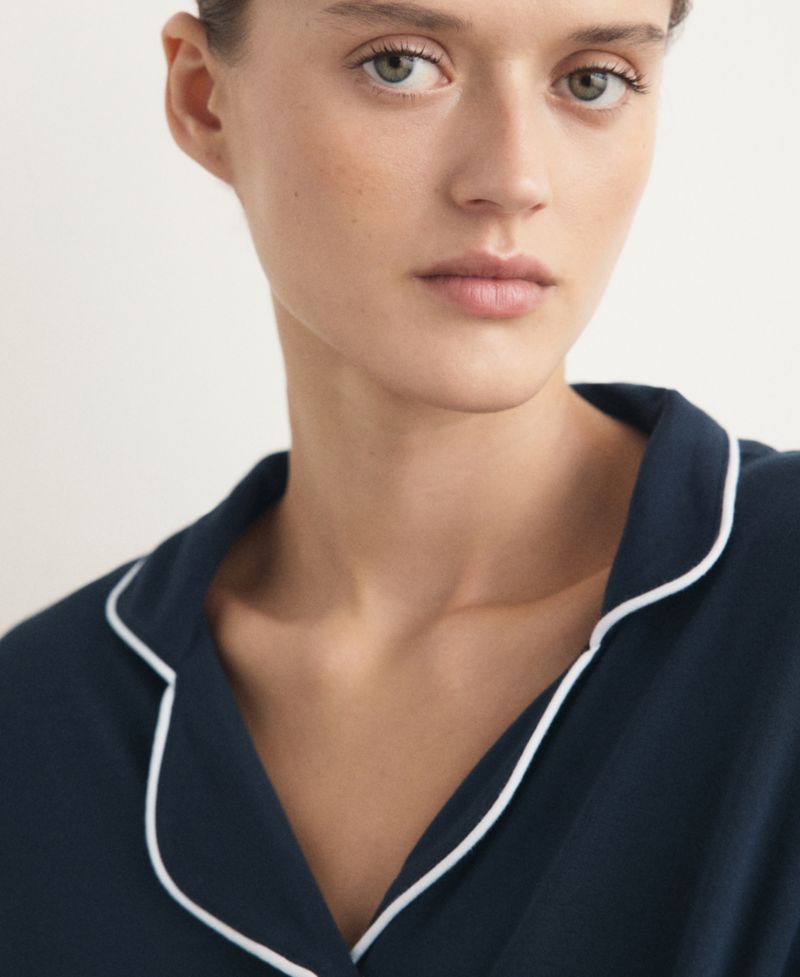 Women's Two-Piece Piping Detail Pajamas