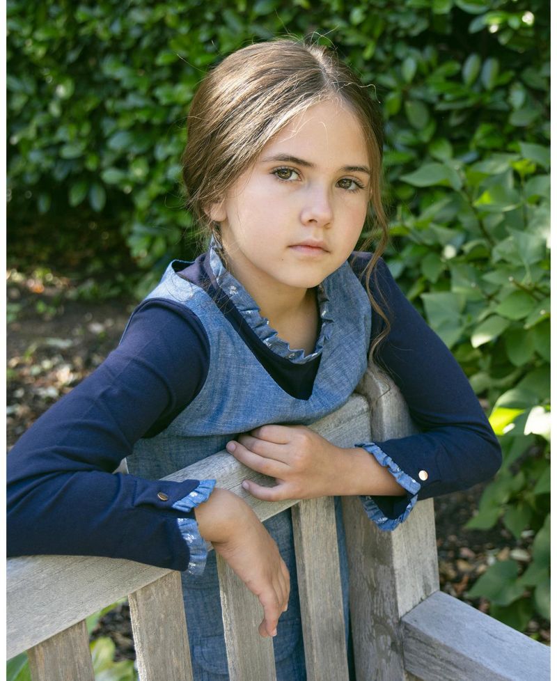Little and Big Girls' XXS - L Organic Ruffle Trim Knit Top