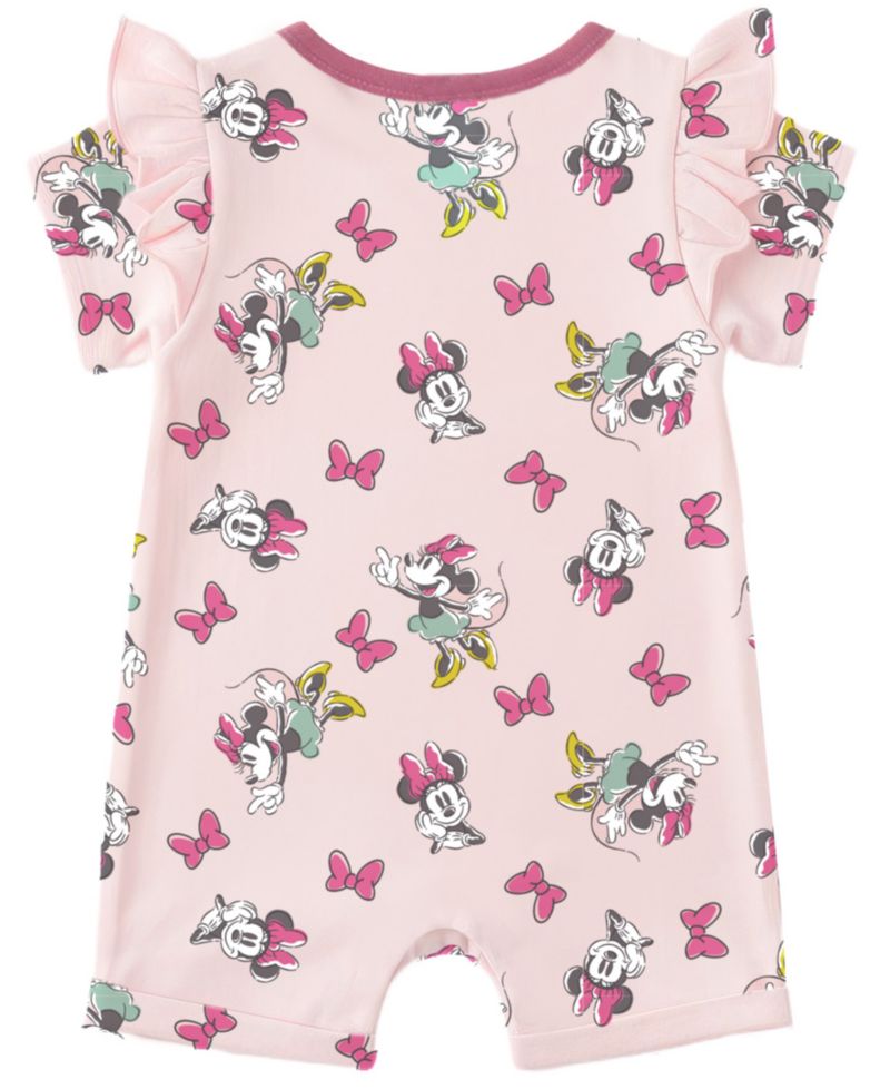 Baby Girls' Minnie Print Romper and Hat, 2-Piece Set
