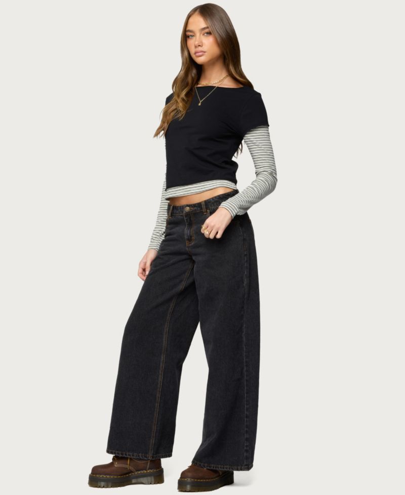 Women's Layered Stripey Long Sleeve T Shirt