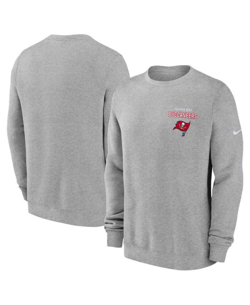 Men's Heather Gray Tampa Bay Buccaneers Primetime Club Fleece Pullover Sweatshirt