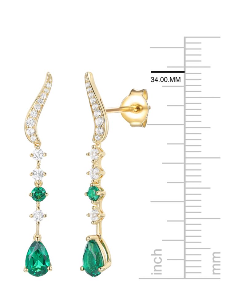 Lab-Grown Ruby (1/6 ct. t.w.) & White Sapphire (1/2 ct. t.w.) Earring in 14k Gold Over Sterling Silver (also in Emerald & Sapphire)