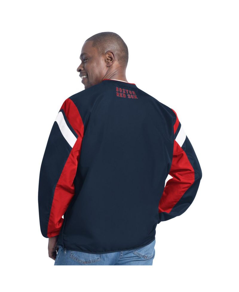 Men's Navy Boston Red Sox Double Coverage V-Neck Pullover Sweatshirt
