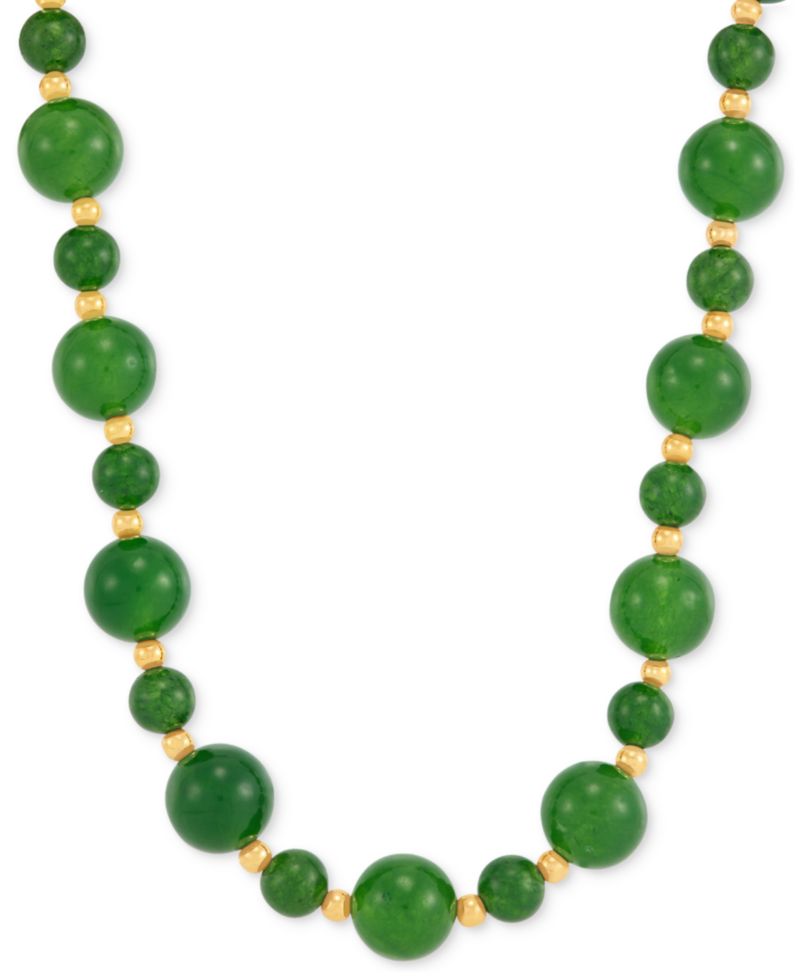 Onyx Beaded Necklace (6mm & 10mm) in 14k Gold Over Sterling Silver, 17"