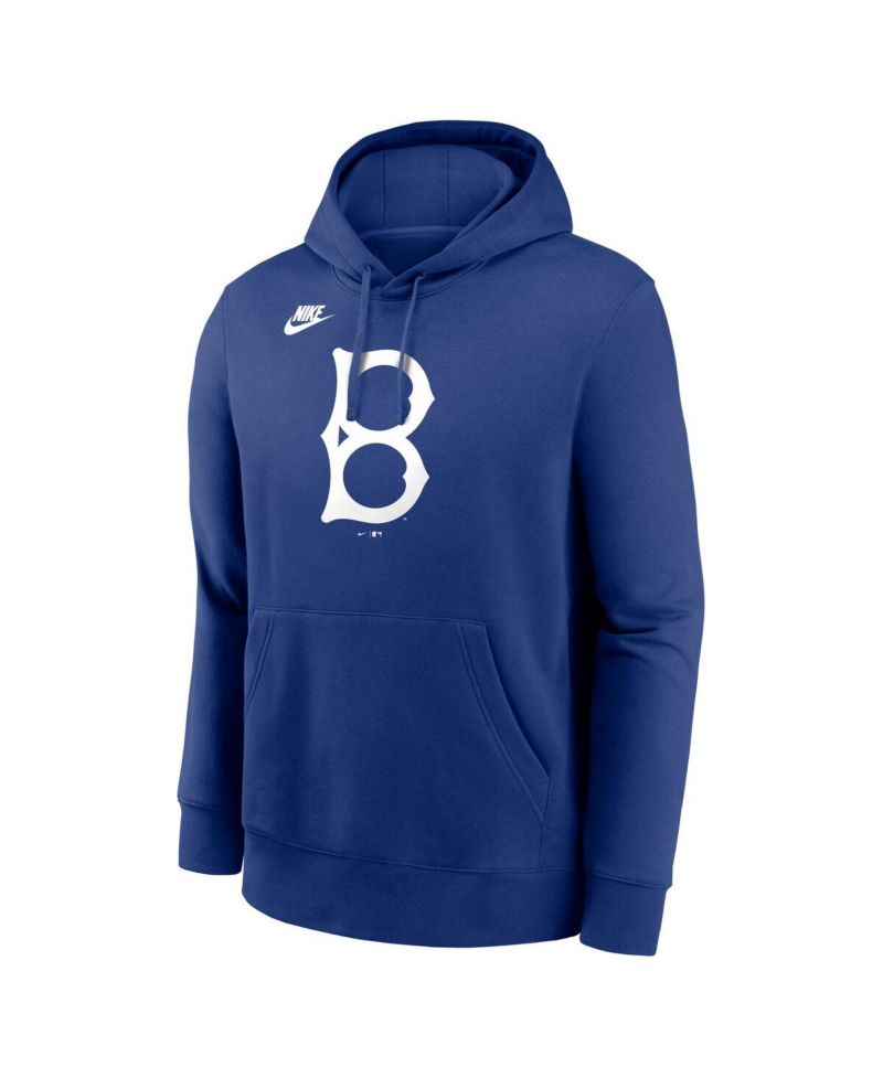 Men's Royal Brooklyn Dodgers Cooperstown Collection Logo Club Pullover Hoodie
