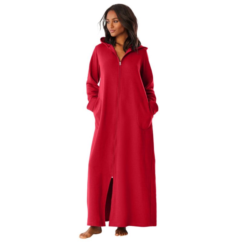Women's Dreams and Co. Long Hooded Fleece Sweatshirt Robe