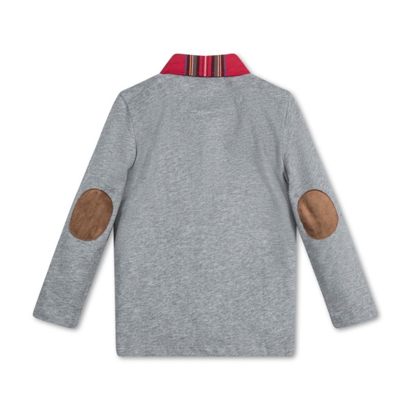 Baby Boys Hope and Henry Long Sleeve Polo Shirt with Woven Collar and Elbow Patches