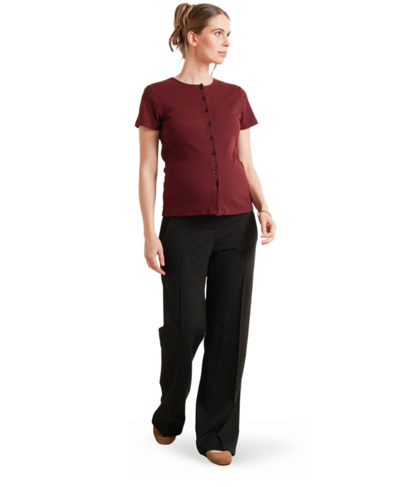 Maternity Avery Button-Front Short-Sleeve Nursing T-Shirt