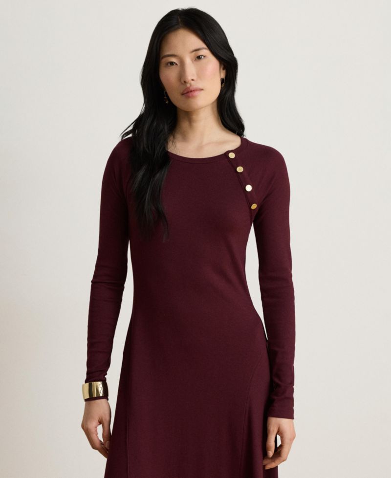 Women's Rib-Knit Midi Crewneck Dress