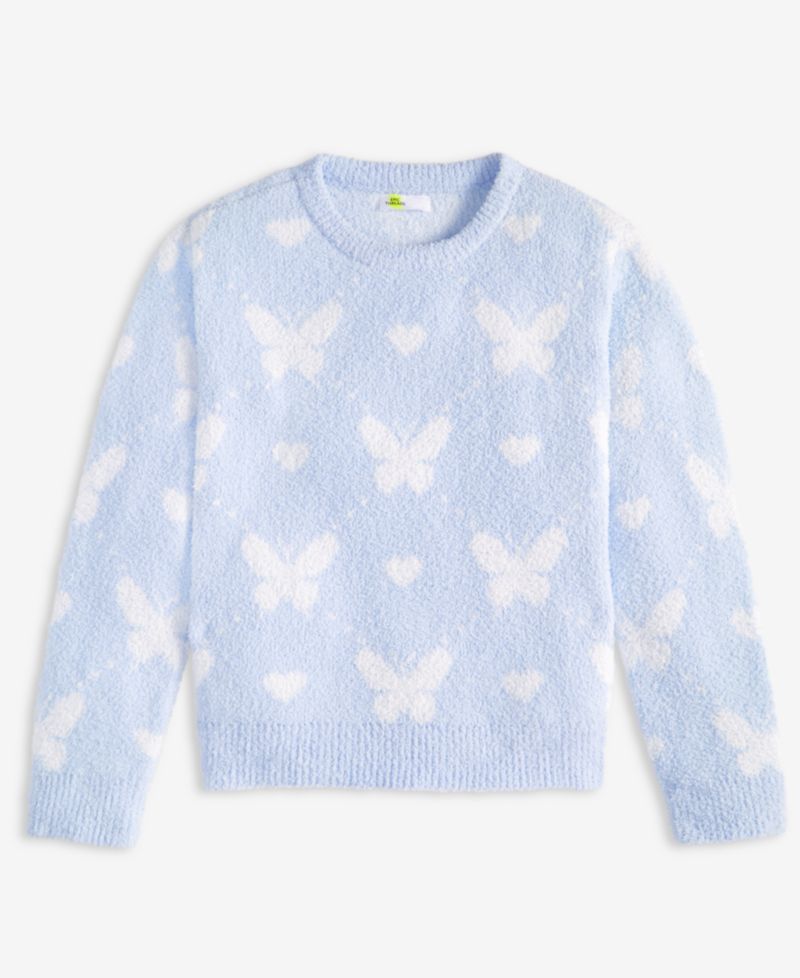 Girls' XS-XL Crewneck Butterfly Sweater