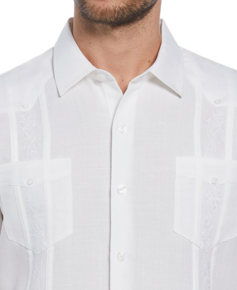 Short-Sleeve Embroidered Guayabera Shirt