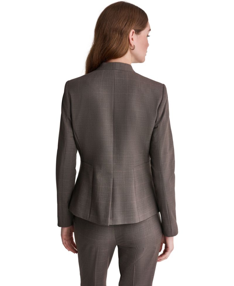 Women's Plaid Shoulder-Padding Blazer