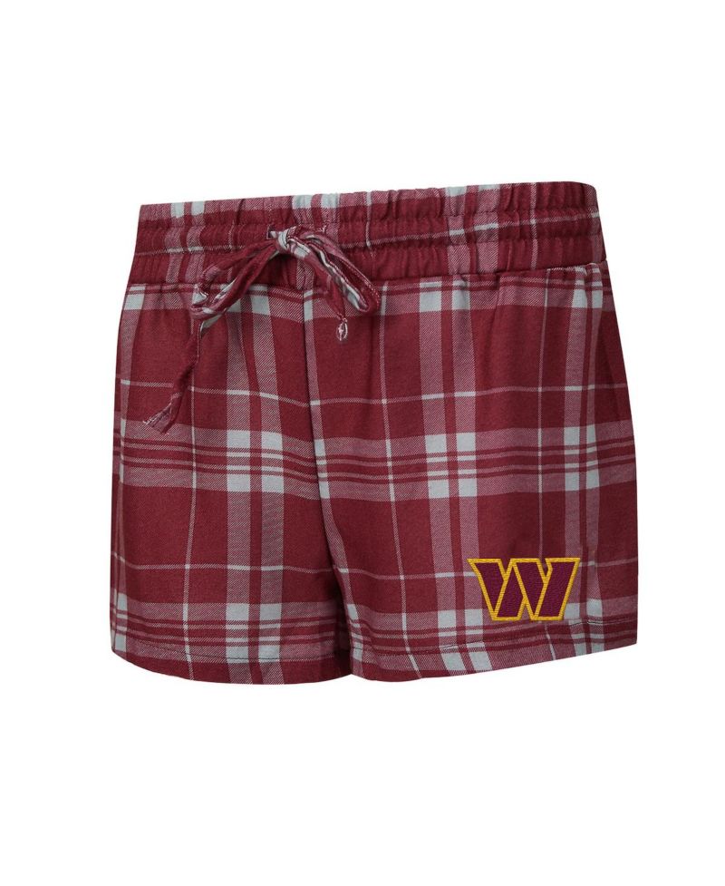 Women's Heather Gray/Burgundy Washington Commanders Regulate Plaid Long-Sleeve T-Shirt and Shorts Sleep Set