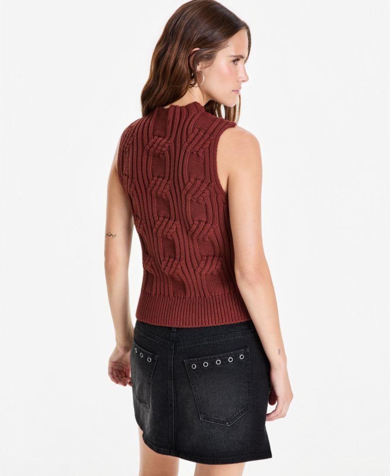Women's Cable-Knit Mock-Neck Shell