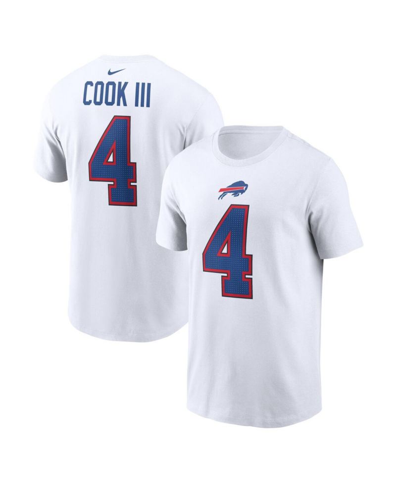 Men's James Cook III White Buffalo Bills Player Name & Number T-Shirt