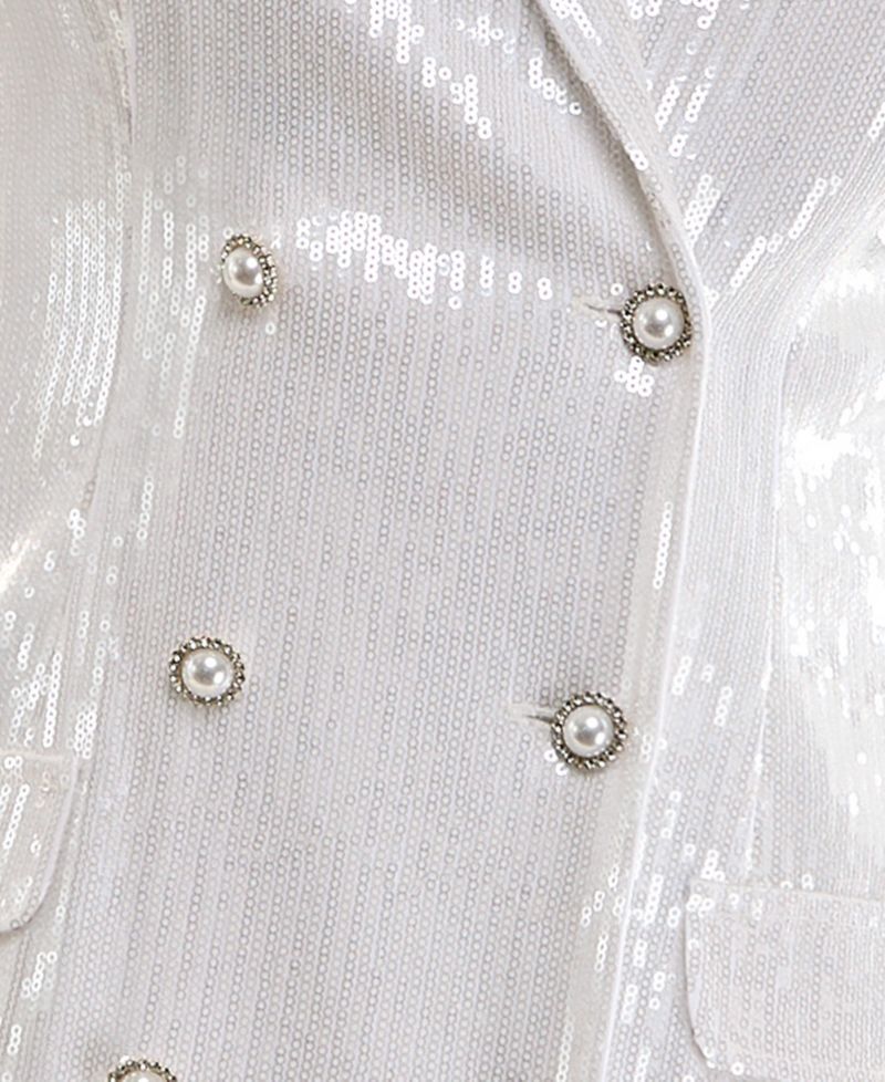 Juniors' Long-Sleeve Sequin Blazer Dress