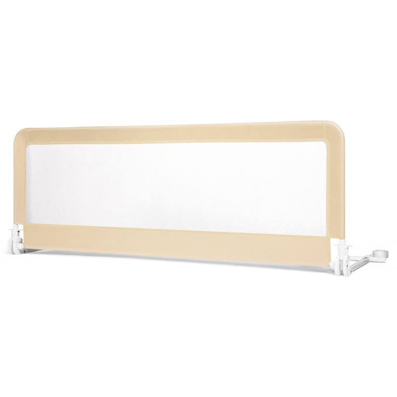 59 Inch Toddler Bed Rail with Safety Strap and Fold Down Mesh Guard