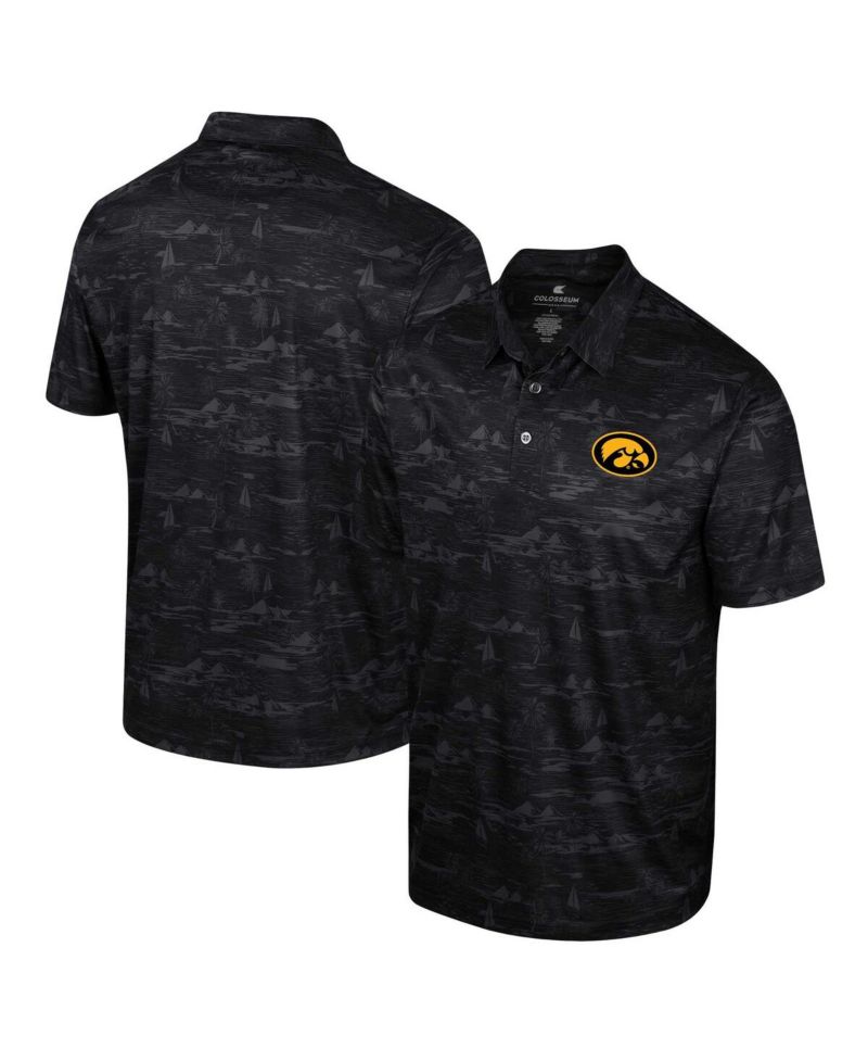 Men's Black Iowa Hawkeyes Daly Print Polo Shirt